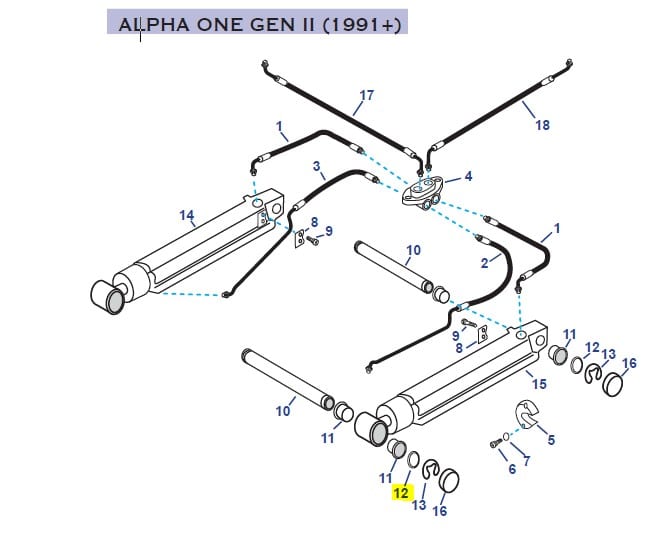 REC12-815952 - Rondelle axe verin de trim Mercruiser 12-815952